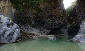 The Alcantara gorges, photo via wikipedia (pjt56)