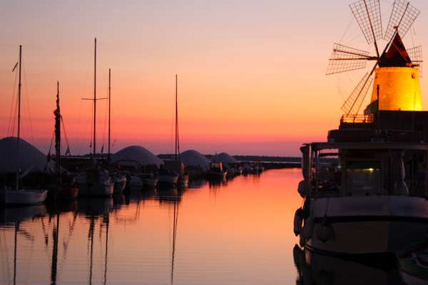 Sunset in Stagnone Area Marsala Western Sicily