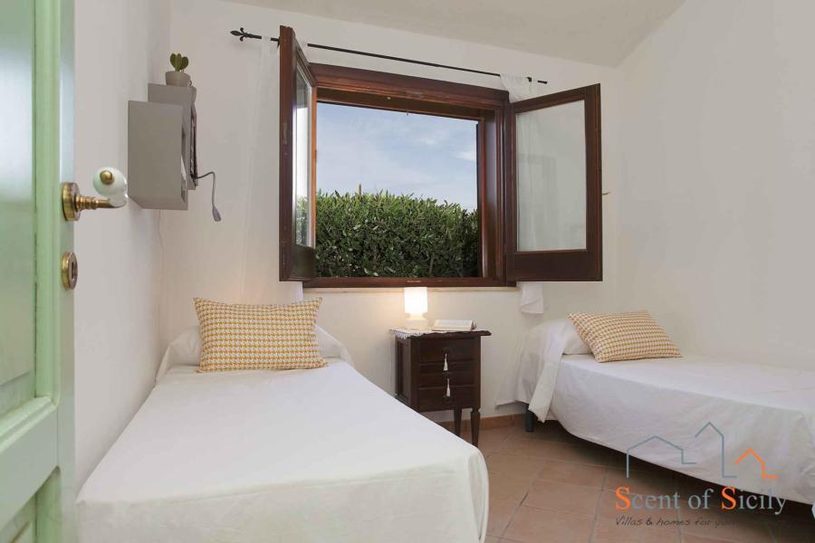 The twin bedroom in mainhouse of  Villa Gio, Marsala, Western Sicily