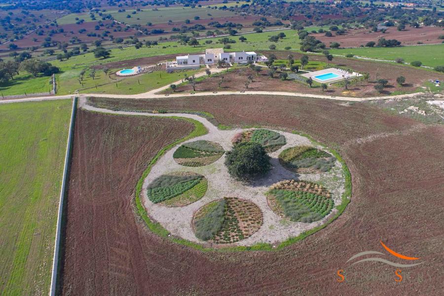 Villa Bianca, Donnafugata,  vision from the sky of the green daisy,