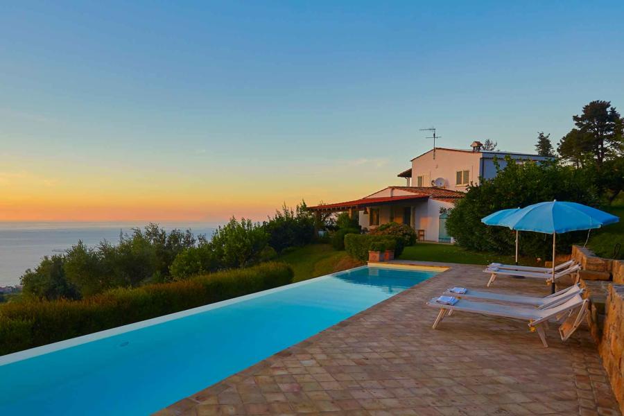 Pool area in Villa Sunrise, Capo d'Orlando, Notnern Sicily - first floor