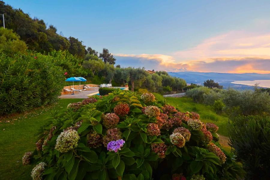 To the pool area in Villa Sunrise, Capo d'Orlando, Notnern Sicily - first floor