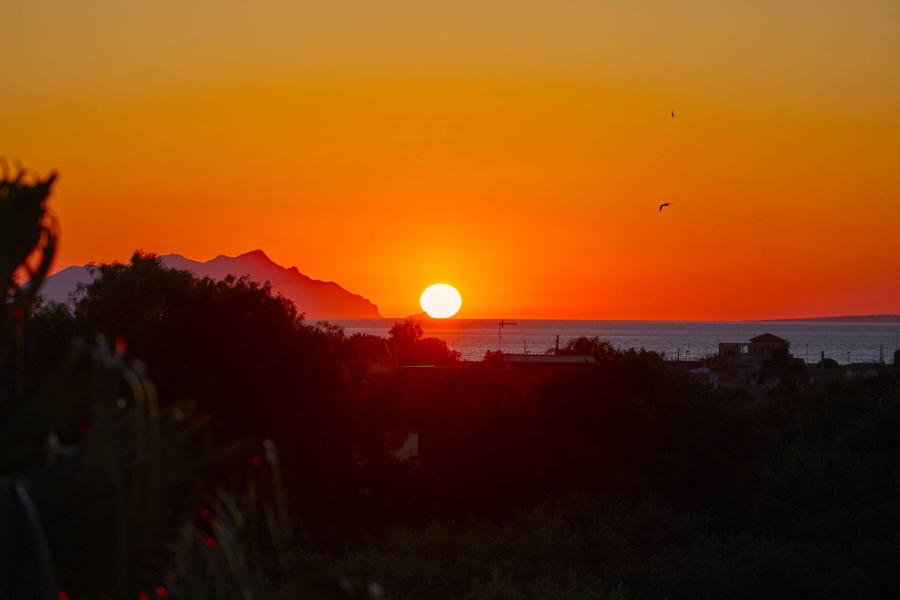Magic sunset from the terrace in Villa del Tufo Marsala Scent of Sicily