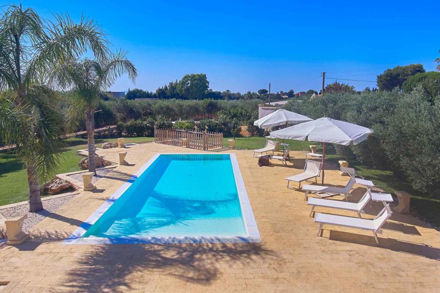 Pool view from the terrace in Villa del Tufo Marsala Scent of Sicily