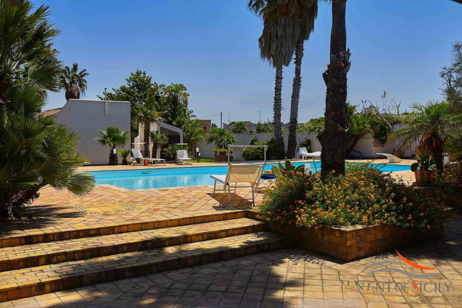 Pool area in Villa Lory, Marsala Western Sicily