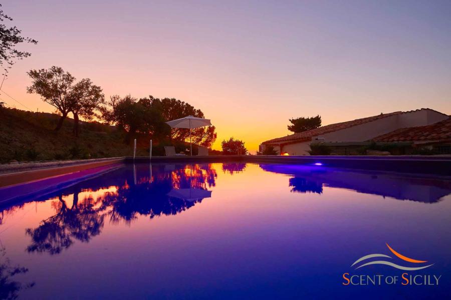 Enjoy the warm evenings and pool lighting in Villa Marina Cefalu area Scent of Sicily