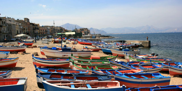 Boats on the beach of Bagheria