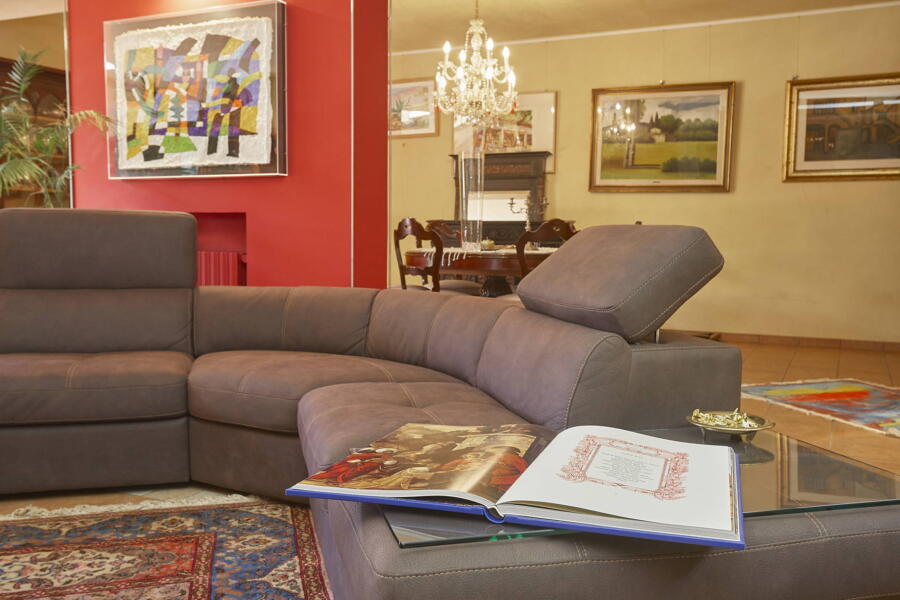 Elegant and spacious living room with lunch area