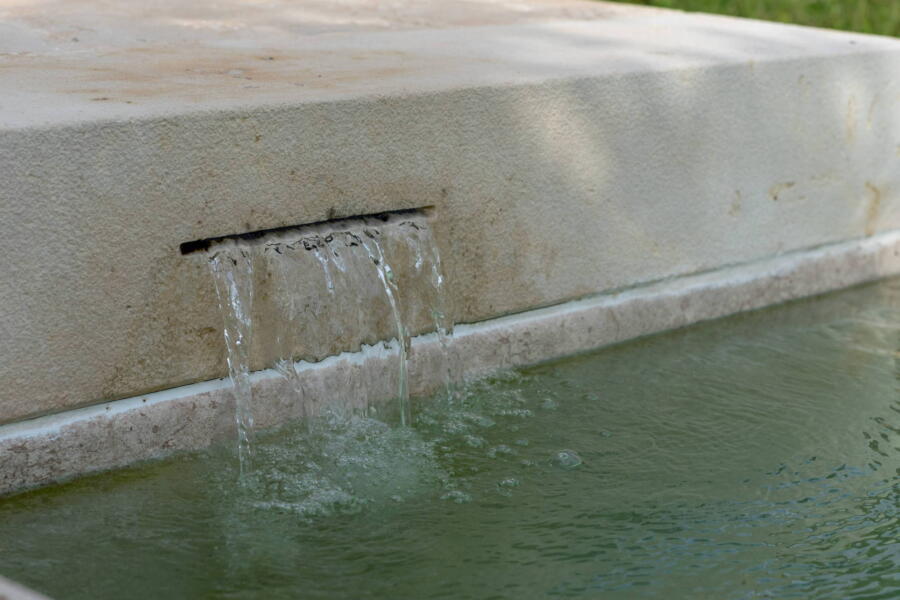 The water in the bio-pool comes directly from the villa's pond