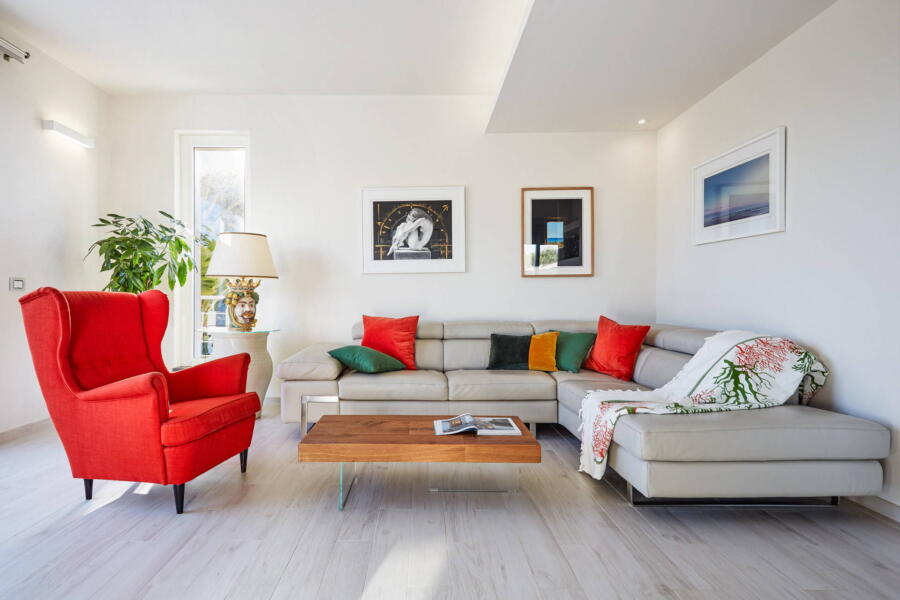 The bright living room in Villa Levante