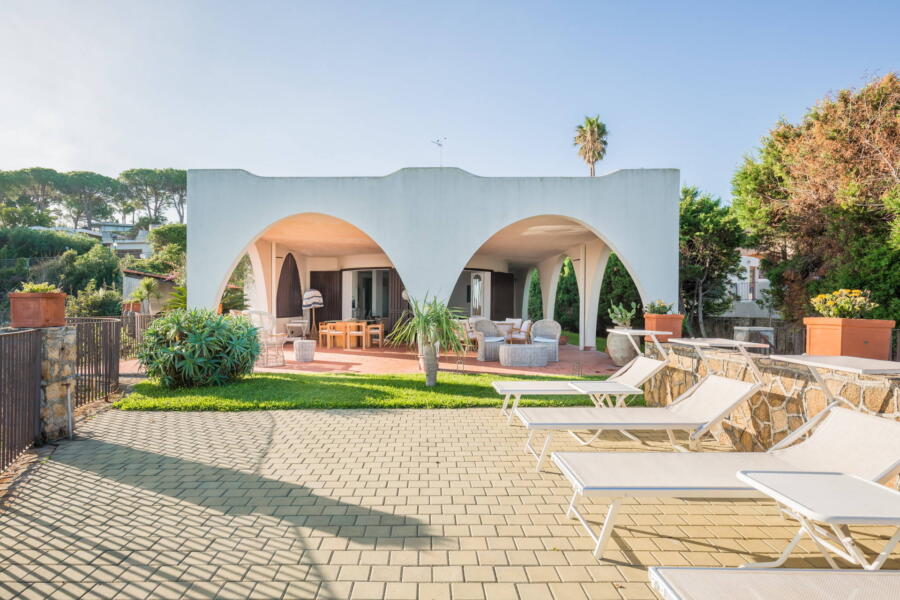 The villa's large, comfortable patio