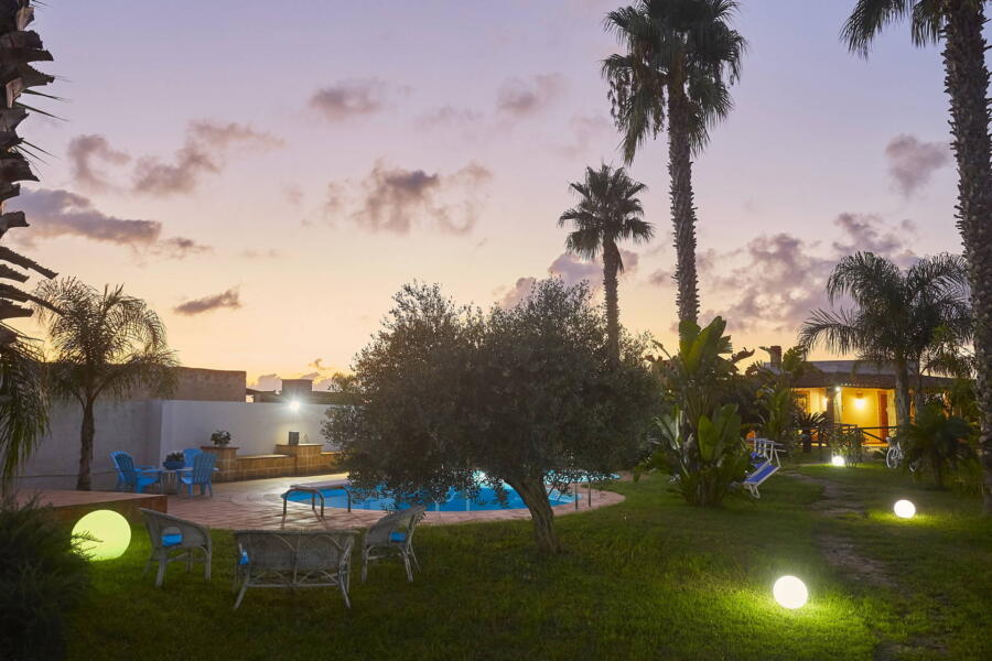  Pool area in the sunset of Villa Gio, Marsala, Western Sicily