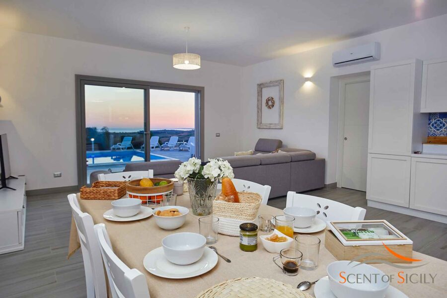 The dinning area in the living room