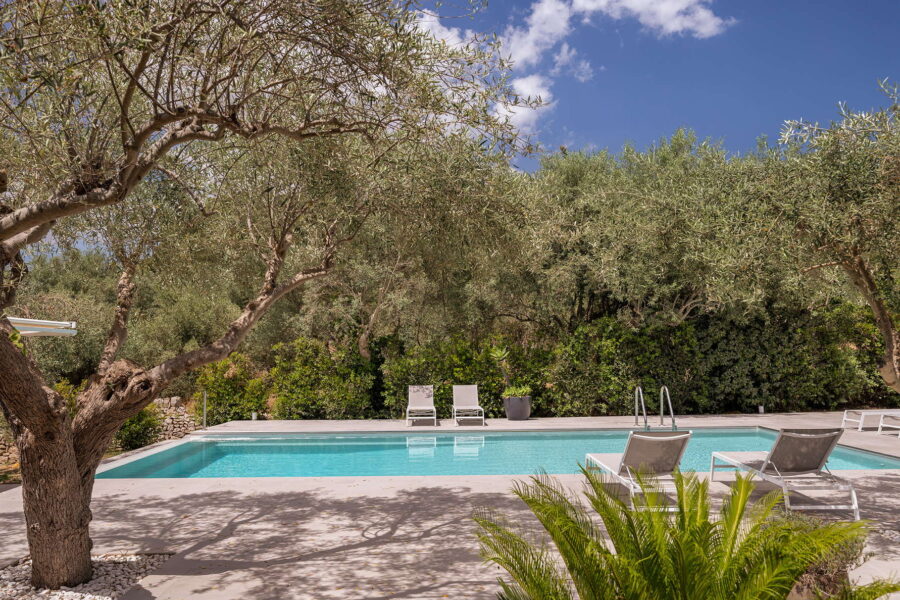 Villa in Sicilian Baroque style with pool blending with nature's colors