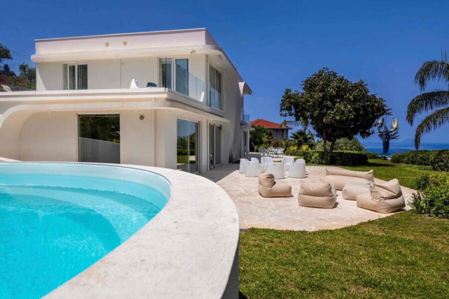 Villa Orlaya Contemporary Pool Villa | Sicily Luxury Villas Modern Villa Orlaya with private swimming pool, outdoor lounge area, and sea views in Sicily, Sicily villas with pool by Scent of Sicily